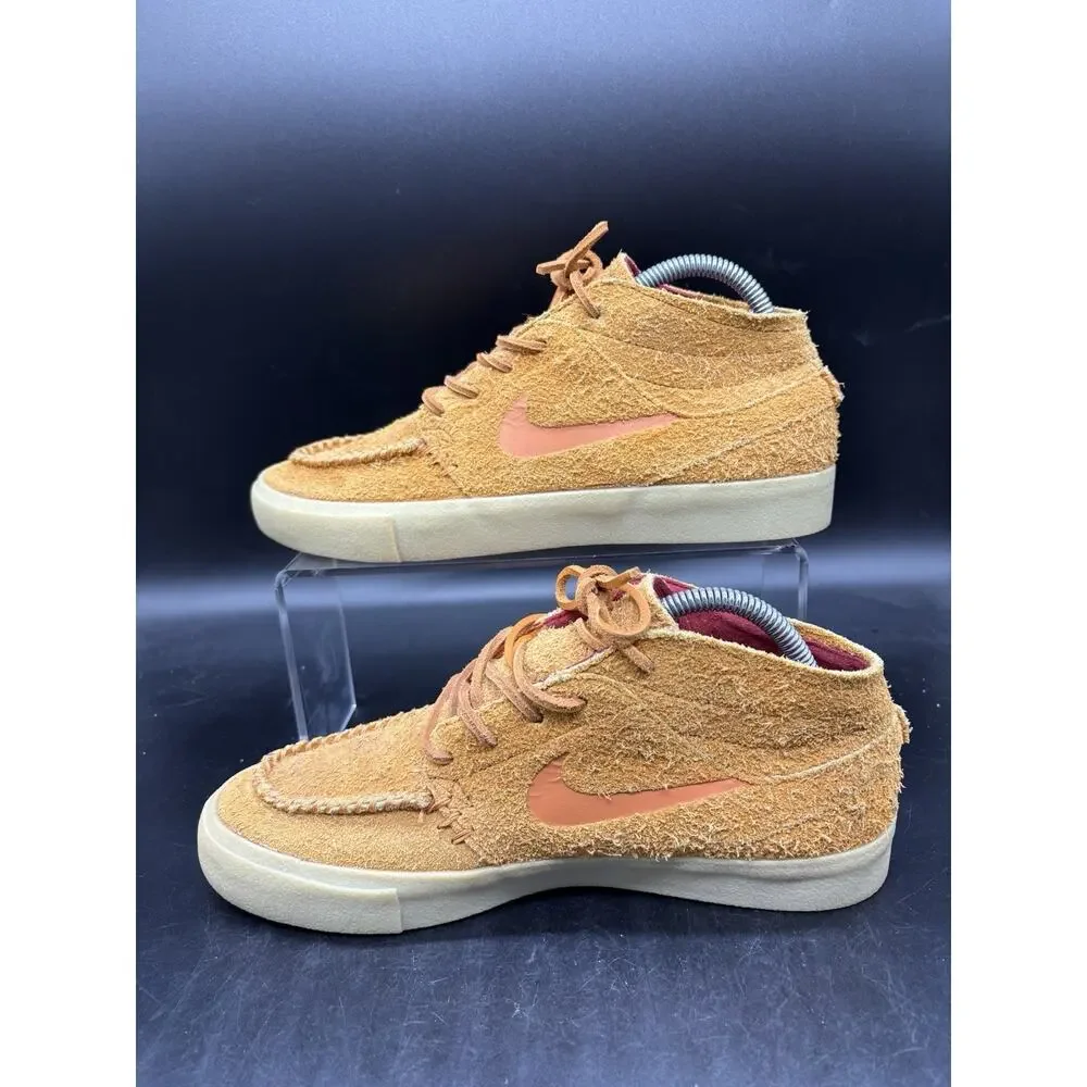 Nike Zoom Janoski Crafted SB Mid Suede Orange Tan Red Mens Size 7.5 AQ7460-887